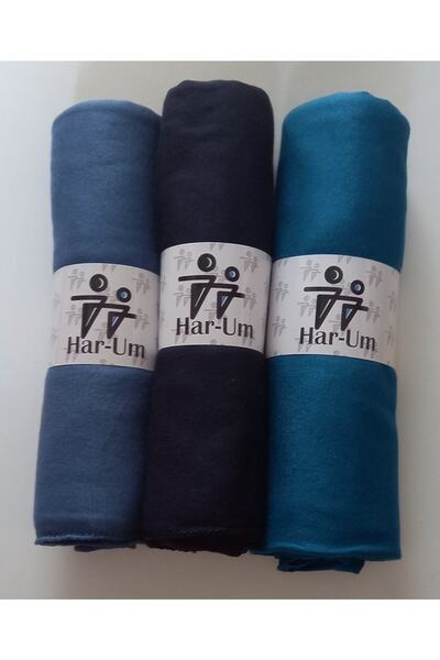 HAR-UM Ticaret Hijab Women's Combed Cotton Shawl Model - Set of 3 Navy Blue >...