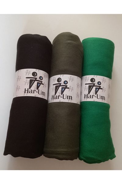 HAR-UM Ticaret Hijab Women's Combed Cotton Shawl Model - Set of 3 Black>khaki>green