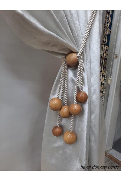 Hayal Dünyası Perde Aksesuarlar Özel Yapım Perde Toplayıcı Dekoratif 6toplu Yüzüklü Ahşap Braçol