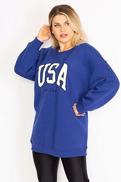Şans Plus Size Sweatshirt - Navy blue - Relaxed fit