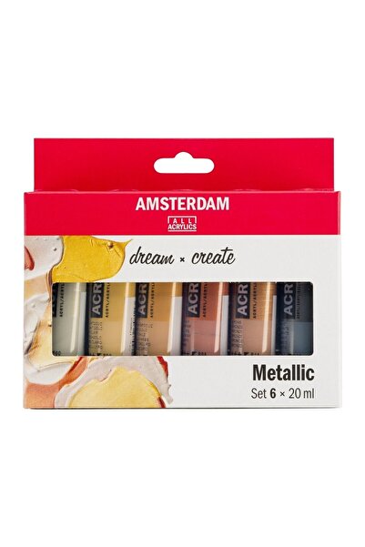 Amsterdam Standart Seri Akrilik Boya Set Metalik Seti 6 X 20 Ml Metallics