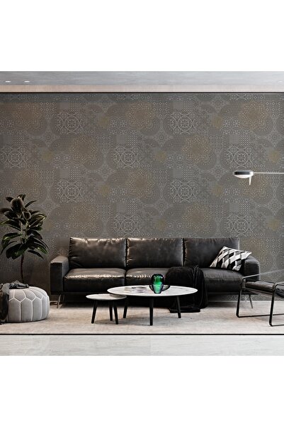 Adawall Dante Seri Geometrik Damask Desenli Duvar Kağıtı 1409-5: Gri 3