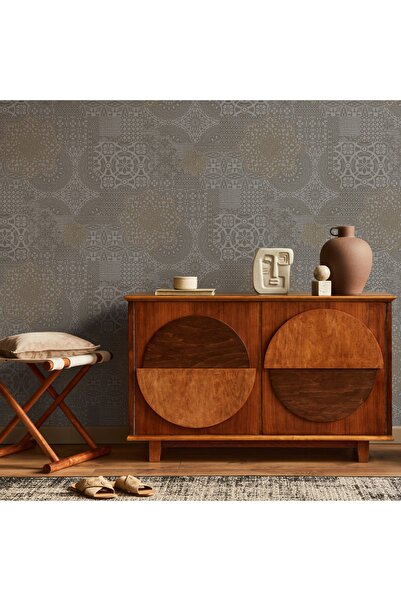 Adawall Dante Seri Geometrik Damask Desenli Duvar Kağıtı 1409-4: Gri 2