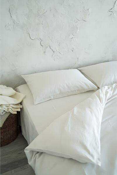 BESTİNA GOLD Ριγέ Βαμβακερή Σατέν Μαξιλαροθήκη Double Hotel Series