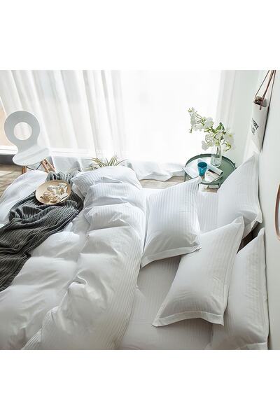 BESTİNA GOLD Ριγέ Βαμβακερή Σατέν Μαξιλαροθήκη Double Hotel Series