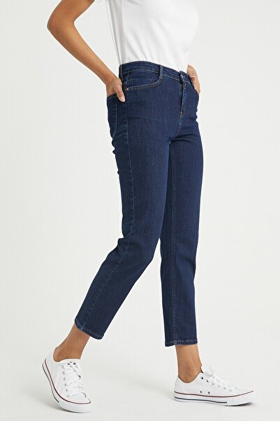 LİMABEL Izabella Blue Skinny Fit Mom Denim Pants Lycra High Waist Blue Washed Mom Jeans Extra Comfortable