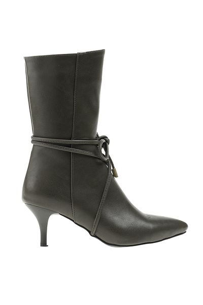 Fabrika Faux Leather Khaki Women's Heeled Boots Trento