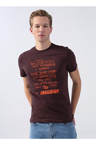 LİMON COMPANY Lemon Crew Neck Printed Brown Men's T-Shirt Story