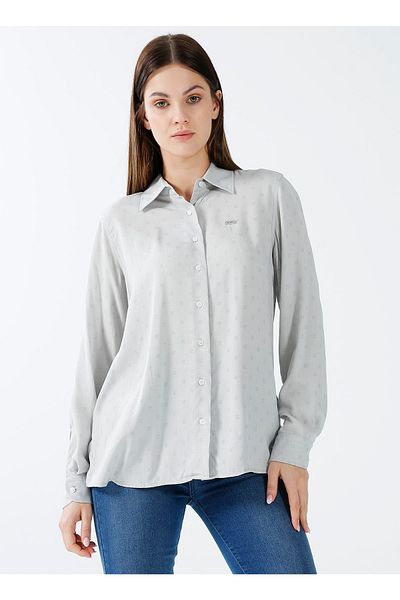 U.S. Polo Assn. Cămașă de damă cu model Beyond Grey Melange - Guler cămașă