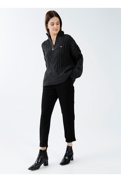 U.S. Polo Assn. Zipper Collar Gray Women's Sweater Nemo
