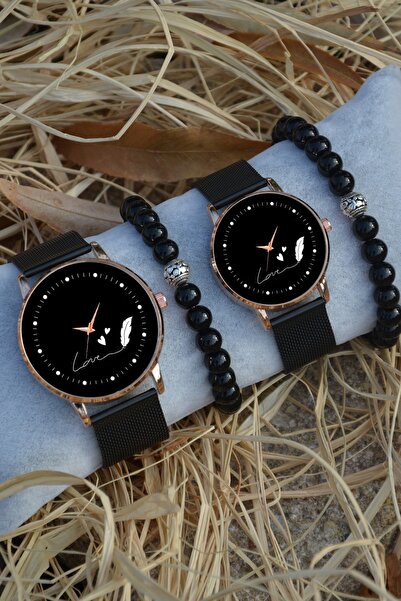 Kubbehan Sevgili Saatleri El Yazısı Love Tasarımlı Çift Kol Saatleri