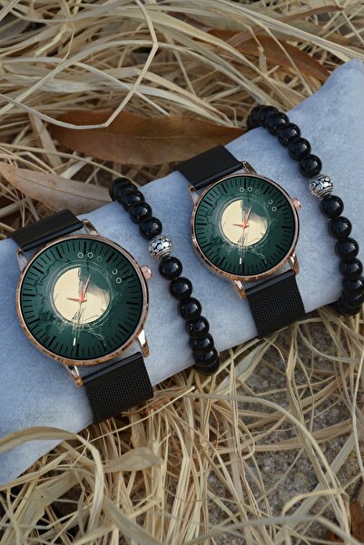 Kubbehan Sevgili Saati Yarım Ay Tasarımlı Çift Kol Saatleri