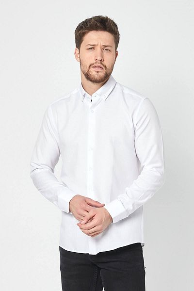 RAVANELLI Λευκό Slim Fit πουκάμισο