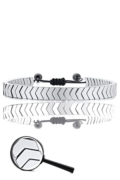 Tesbih Atölyesi Certified Silver Color Sergeant Hematite Stone Bracelet