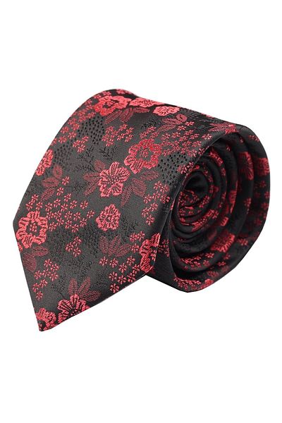 Esgue Hand Made 7.5 cm Floral Patterned Claret Red Tie Handkerchief