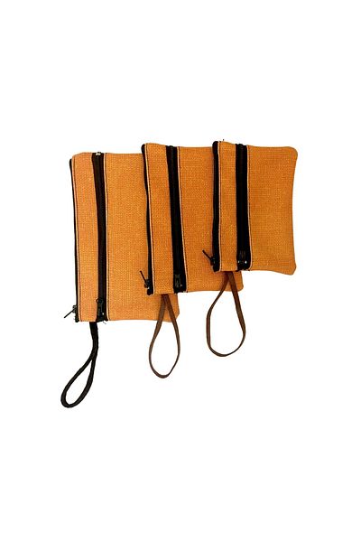 NFY STYLE 3-Piece Wallet Set Honey Denim Patterned Leather