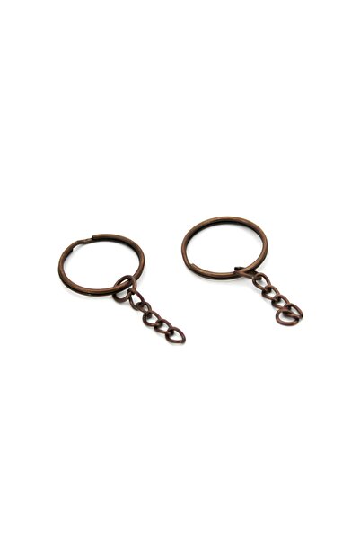yfhobi 10 Adet - 25 Mm Antik Bakır Kaplama Zincirli Anahtarlık Halkası