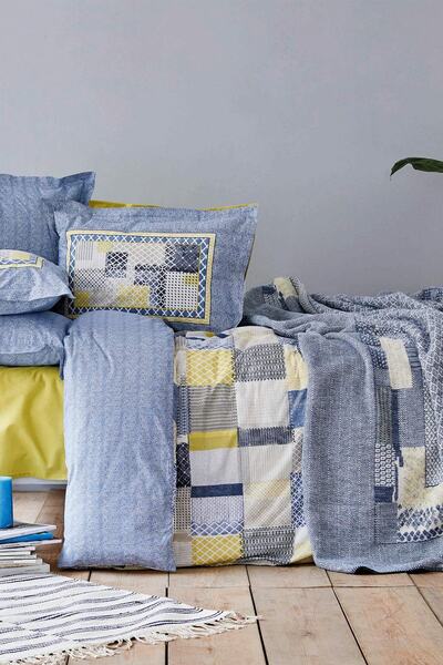 Karaca Home Bosa Indigo Pamuk Çift Kişilik Nevresim Takımı + Battaniye Set
