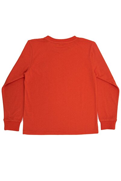 Ozmoz By Mukadder Özden Boy's Recycle Cotton Long Sleeve Orange Tshirt