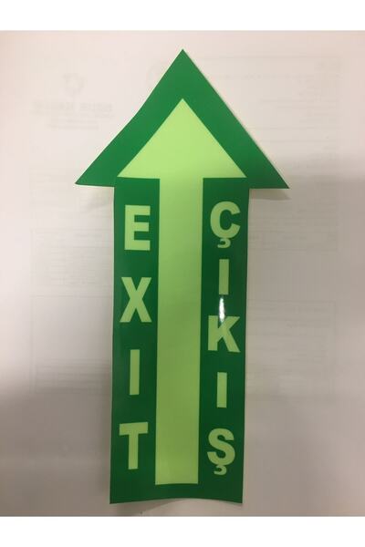 DEDETİCARET 16x35 Cm Fosforlu Yer Ok Işareti Zemin Için Yön Etiketi