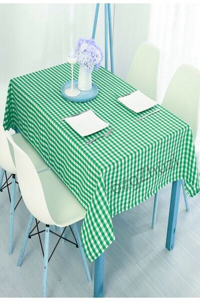 perlina home Yılbaşı Şıklığı Ekose Desen Yeşil Masa Örtüsü Seçenekleri ( En X...