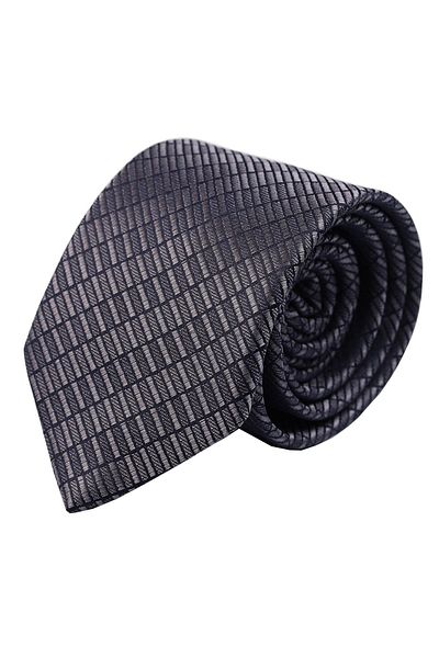 Esgue Hand Made 7.5 Cm. Patterned Smoked & Navy Tie & Handkerchief