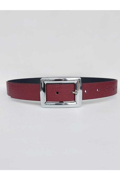 Kemerix curea de damă cu cataramă argintiu Burgundy