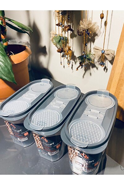 PlastArt Kilitli Çift Kapaklı Süzgeçli Sert Plastik Saklama Kabı (füme) 3'lü ...