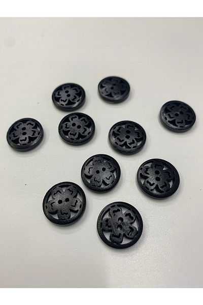 Rengarenk tuhafiye ve hobi Button Wooden Raw Black Button 10 Pieces