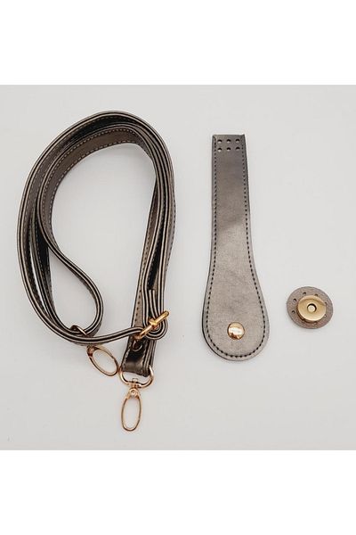 angel çanta aksesuar Shiny Gray 125x2 Cm Sliding Bag Handle Set Light Gold Metal