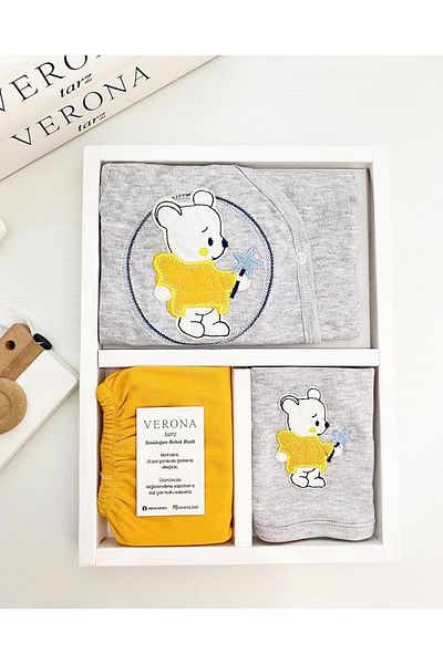 VERONA TARZ New Season Boxed Starry Bear Baby Boy 5-Piece Hospital Discharge Set Newborn Outfit