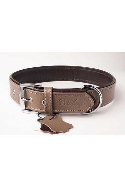 Privilege Flotter Genuine Leather Dog Collar Xl Earth Color Brown 4x54-64 Cm