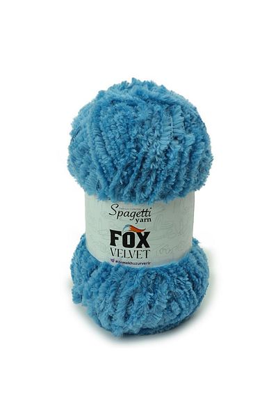 Spagettiyarn Fox Velvet Denim Blue Velvet Πλεκτό Νήμα