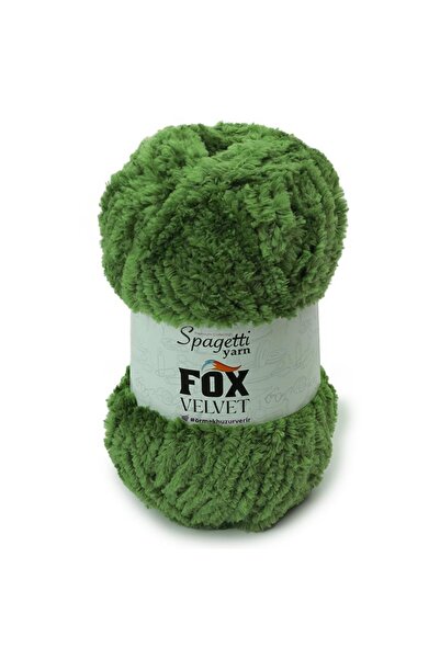 Spagettiyarn Fox Velvet Yağ Yeşil Kadife El Örgü Ipliği