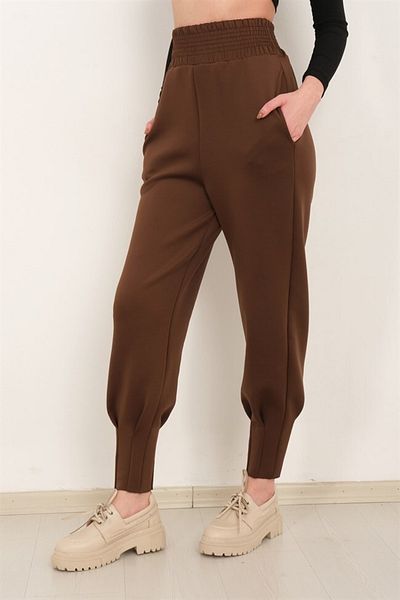 Winmoda34 Scuba Diver Jogger Sweatpants ψηλόμεσο με φαρδιά ζώνη στο πόδι Πέτα με λεπτομέρειες