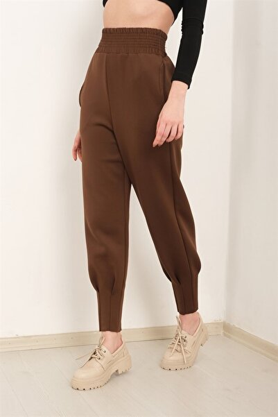 Winmoda34 Scuba Diver Jogger Sweatpants ψηλόμεσο με φαρδιά ζώνη στο πόδι Πέτα με λεπτομέρειες