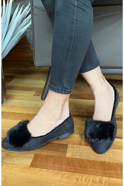 RENKLİBUTİK Kürk Detaylı Ev Ayakkabısı Babet