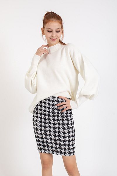 GİYSA Fusta mini creion cu model Houndstooth - 2004