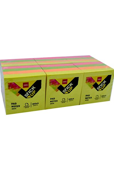 Deli Αυτοκόλλητα Σημειωματάρια 51x51mm 4 Νέον Χρώματα 400 Φύλλα