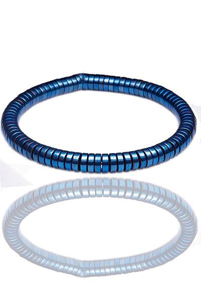 Tesbih Atölyesi Certified Aaa+ Non-tarnishing Blue Hematite Stone Bracelet