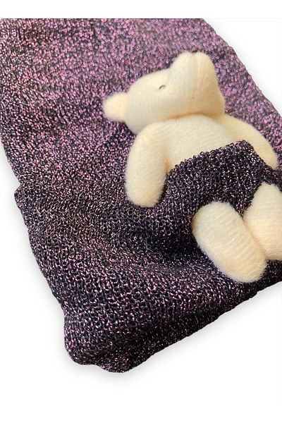 Pink Hippo Kids Плетена шапка с плюшено мече