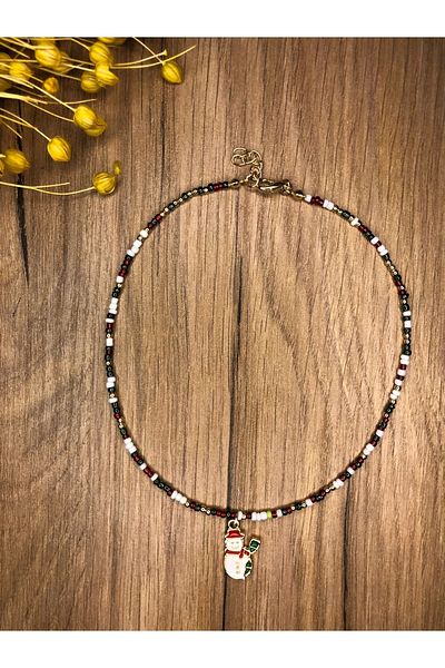 Stoneday New Year's New Year Concept Snowman Pendant Special Design Christmas Sand Bead Necklace