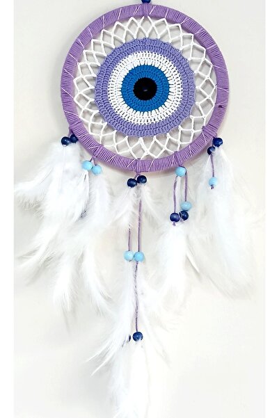 Mixperi Nazar Boncuğu Motifli Lila Rengi Dream Catcher Düş Kapanı Duvar Süsü