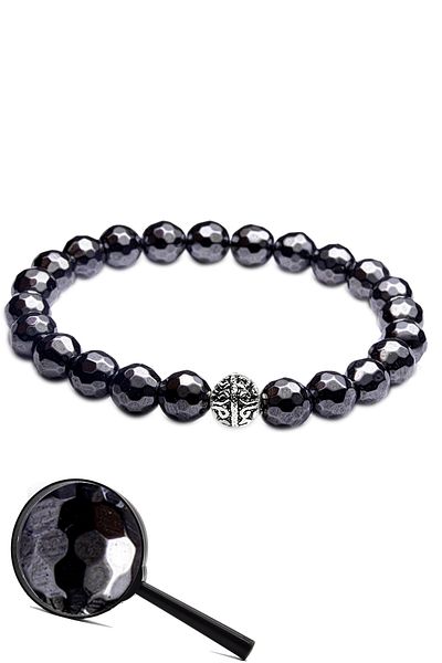 Tesbih Atölyesi Certified Original Terahertz Stone Bracelet (with facet)
