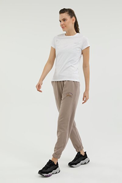 lumberjack W-gf44 Bena Slogan Jogger Vizon Kadın Eşofman Altı