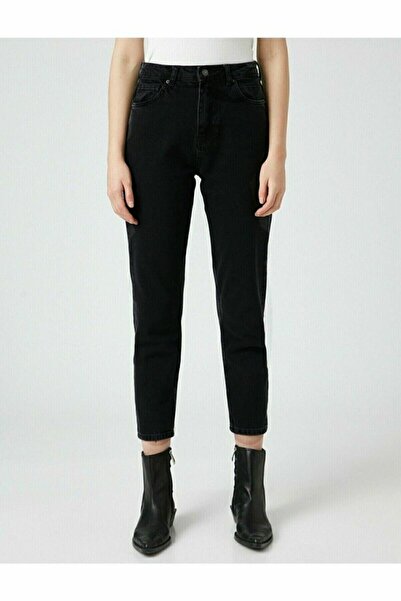 Livik Ženske crne mom farmerke od likre sa visokim strukom