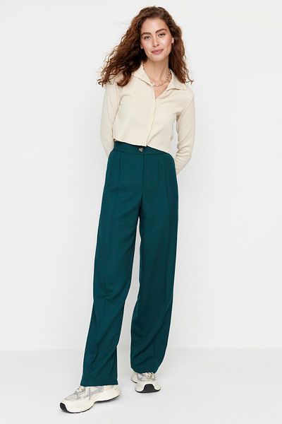 Trendyol Collection Petrol Straight/Straight Cut Woven Fabric Pants Twoaw22Pl0321