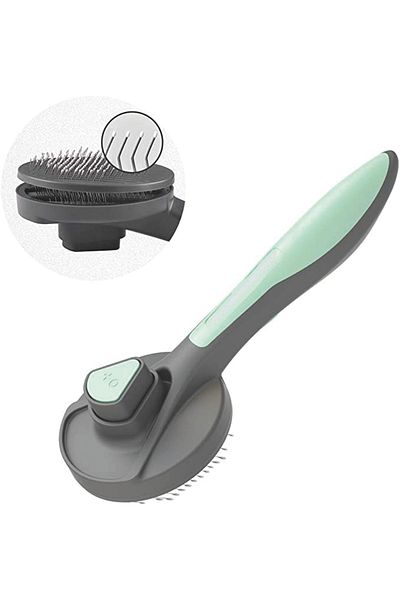 Technojet مشط تجميع الشعر ذو الأزرار للتنظيف التلقائي للكلاب والقطط من Green Pet وفرشاة العناية بالحيوانات الأليفة