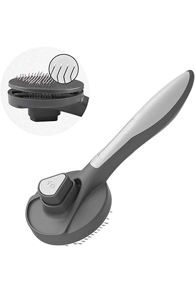 Technojet رمادي الحيوانات الأليفة القط الكلب التنظيف التلقائي زرر مشط الشعر جامع وفرشاة الاستمالة
