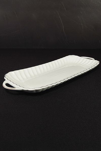 Digithome Carmen Porcelain Rectangular Presentation Plate 55 Cm Gilded - Lmg 505-l C320.113